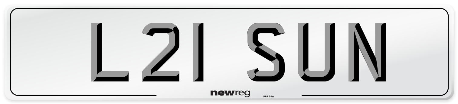 L21 SUN Number Plate from New Reg